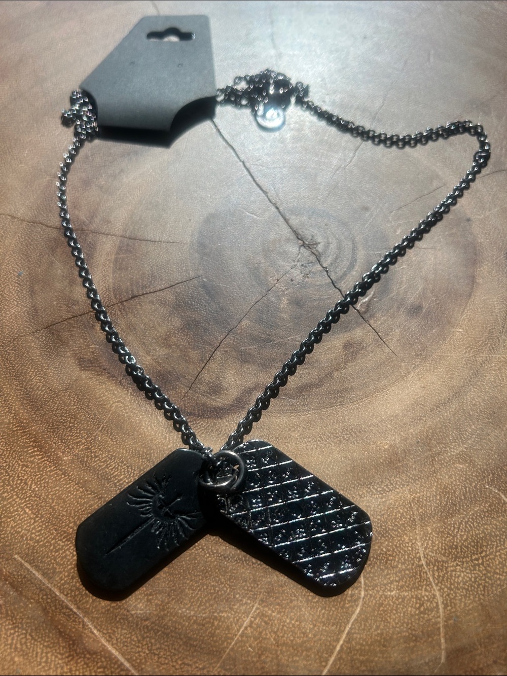Black Metal Dog Tag Pendant Necklace